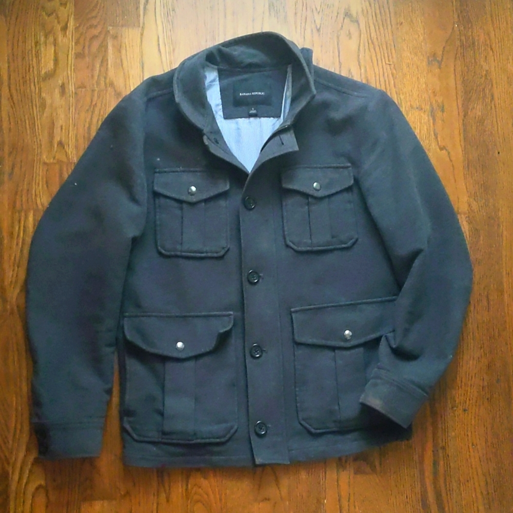 Banana Republic S Charcoal Gray Jacket/Coat. Military style.